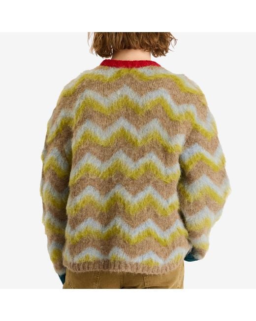 Brain Dead Green Zig Zag Boxy Knit Jumper for men