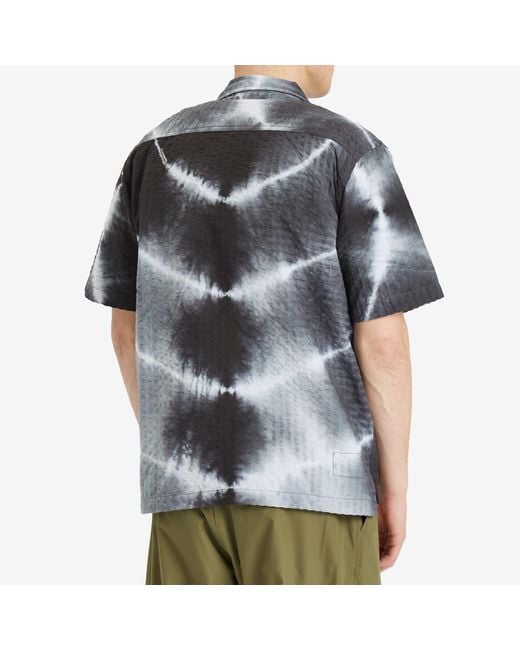 Universal Works Black Tie Dye Seersucker Camp Shirt for men