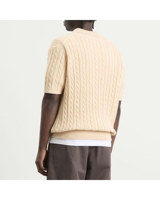 Beams Plus Natural Cable Knit Polo for men