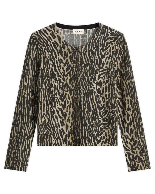 Rixo Black Peony Leopard Jumper