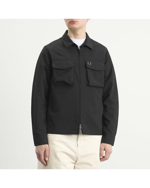 Fred Perry Black Ripstop Pocket Overshirt for men