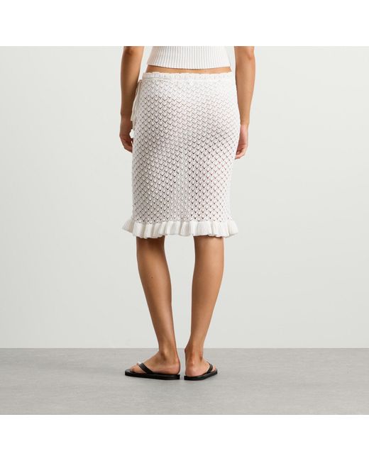 My Mum Made It White Lace Knit Midi Skirt