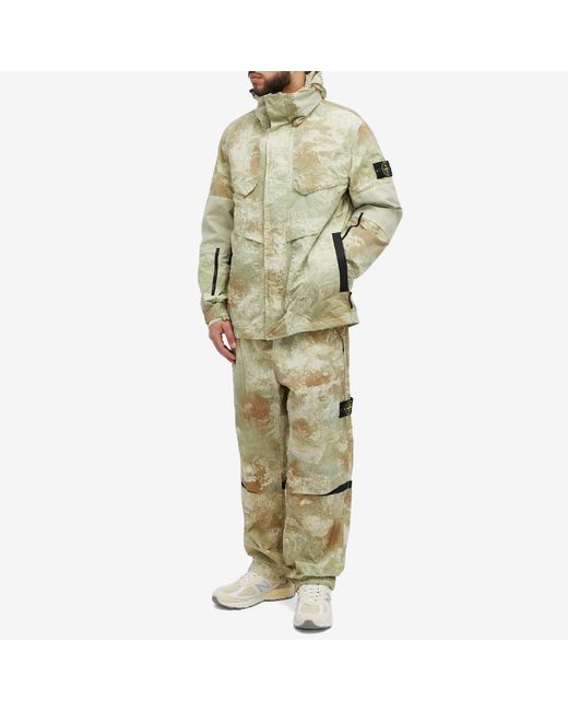 Stone Island Green Grid Camo Hooded Jacket for men