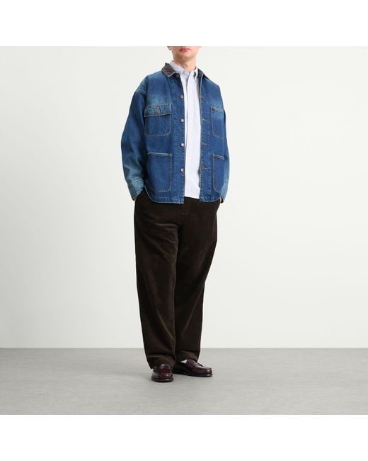 Beams Plus Blue Button Down Candy Stripe Shirt for men