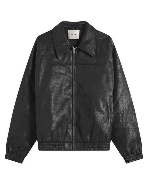 Arte' Black Basic Leather Jacket for men