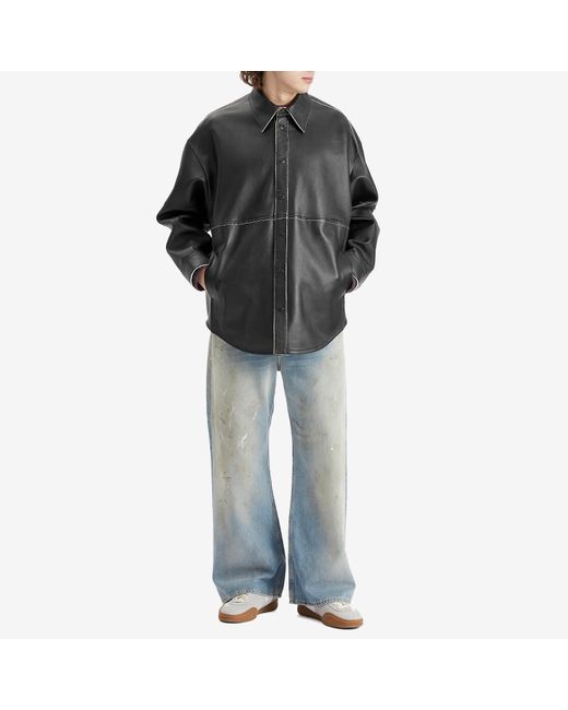 Acne Black Leather Overshirt for men