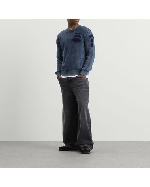 DIESEL Blue 7G Patches Knit Jumper for men
