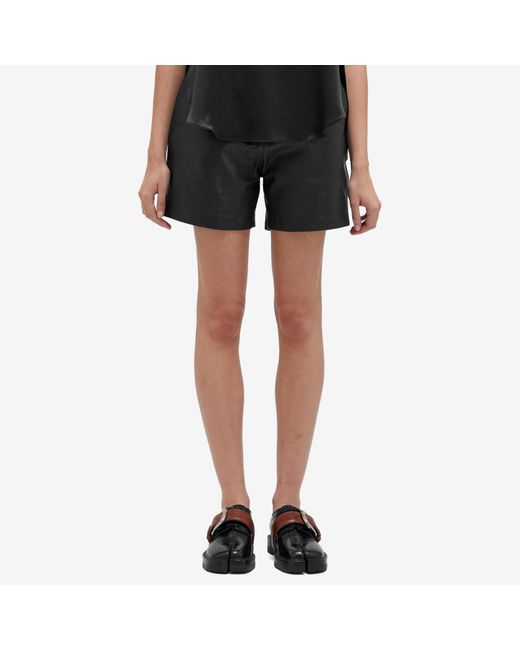 Weekend by Maxmara Black Virgola Leather Shorts