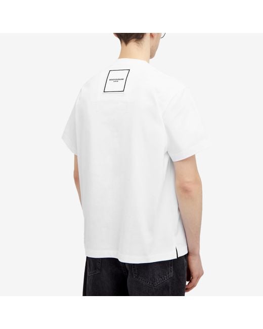 Wooyoungmi White Square Logo T-Shirt for men