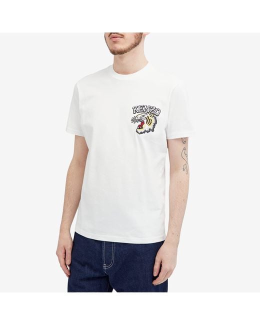 KENZO White Tiger Varsity Slim T-Shirt for men