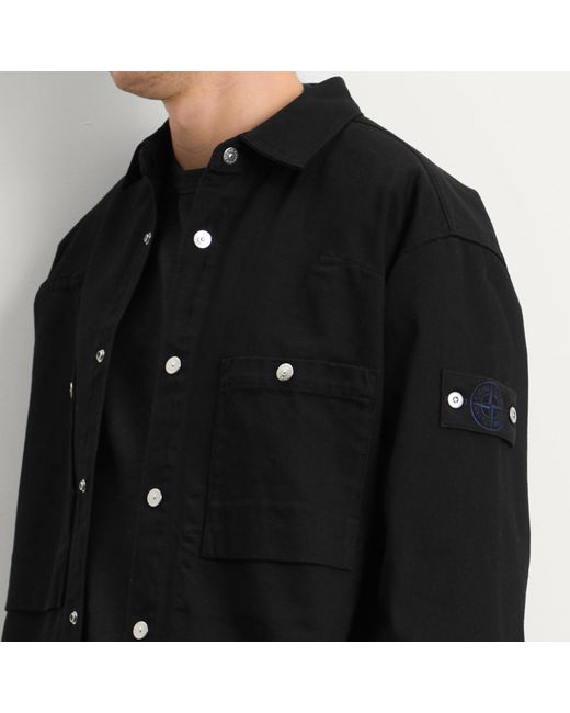 Stone Island Bull Denim-Tc Overshirt in Black for Men | Lyst