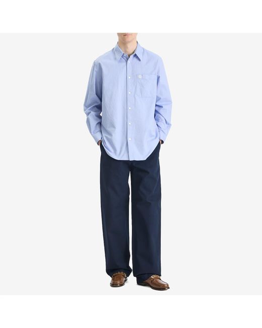 Gucci Blue Oxford Cotton Long Sleeve Shirt for men
