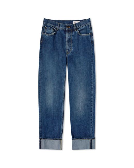 Alexander McQueen Blue Turn Up Jeans for men