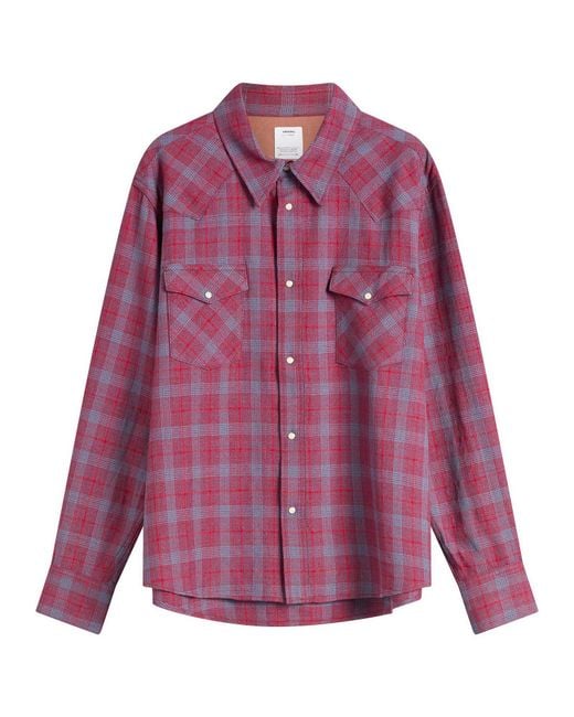 Visvim Purple Four Corners Check Shirt for men