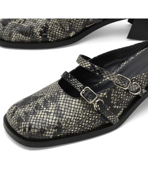Justine Clenquet Black Andie Python Mules