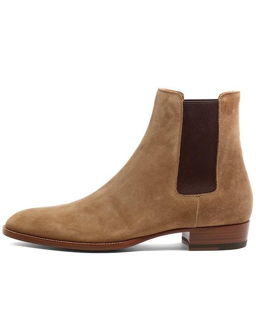 Saint Laurent Suede Wyatt 30 Boxer Chelsea Boot in Brown for Men - Lyst