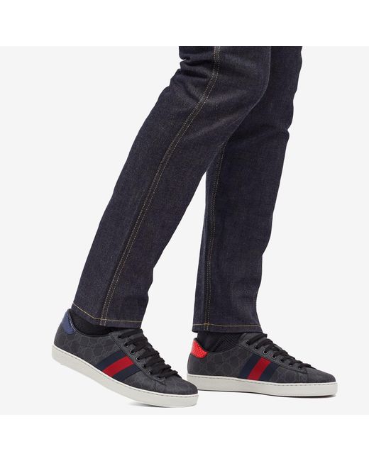Gucci Black New Ace gg-pattern Canvas Low-top Trainers for men