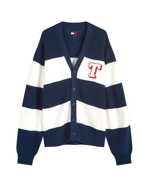 Tommy Hilfiger Blue Single Letter Texture Stripe Cardigan for men