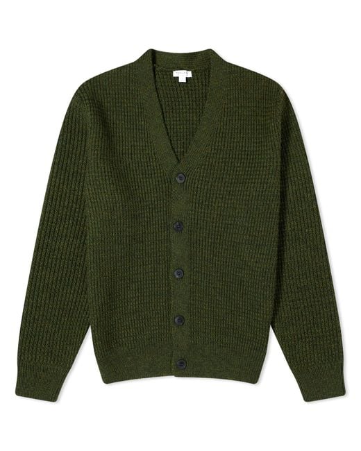 Sunspel Green Fisherman Cardigan for men