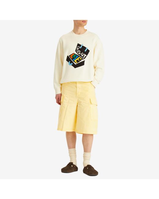 Late Checkout Yellow Faded Cargo Shorts for men