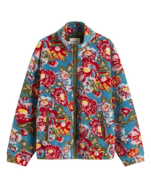Drole de Monsieur Red Peony Fleece Jacket for men