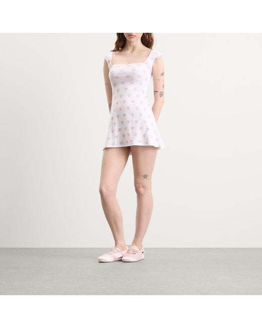 Skims White Pointelle Cap Sleeve Mini Dress