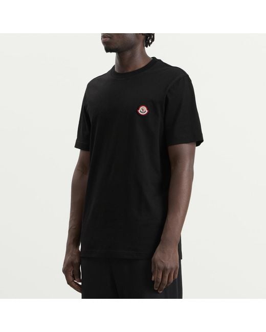 Moncler Black Cotton Logo T-Shirt for men