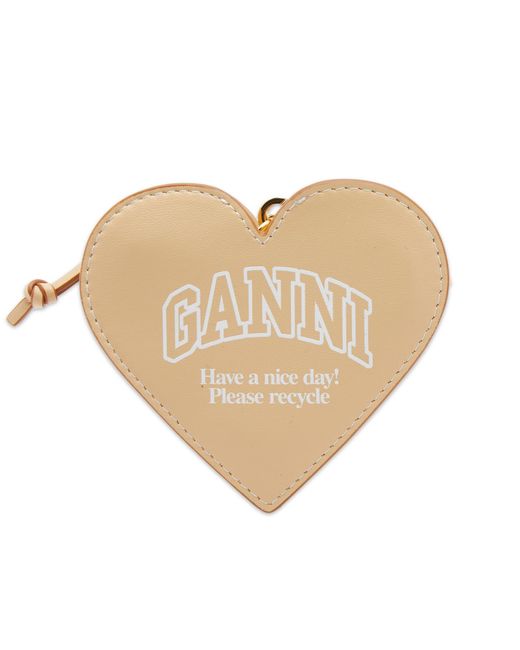 Ganni Natural Funny Heart Zip Coin Purse