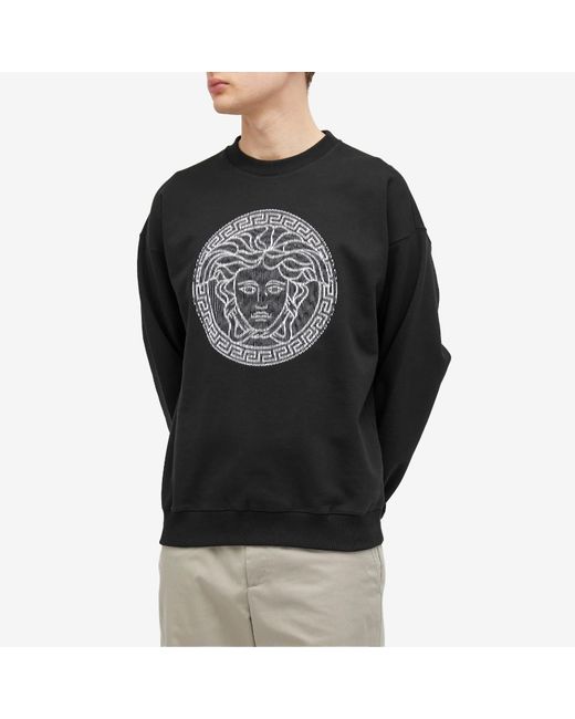 Versace Black Embroidered Medusa Sweatshirt for men