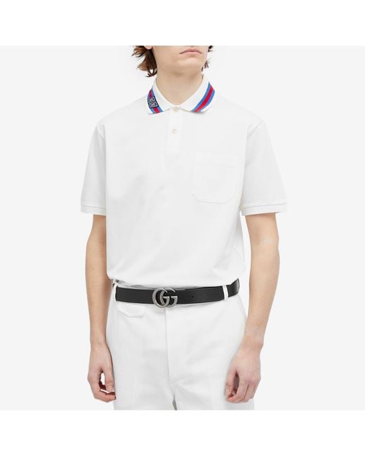 Gucci White Collar Logo Polo Shirt for men