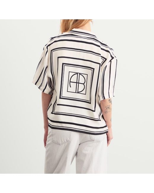 Anine Bing Black Coco Short Sleeve Stripe Shirt