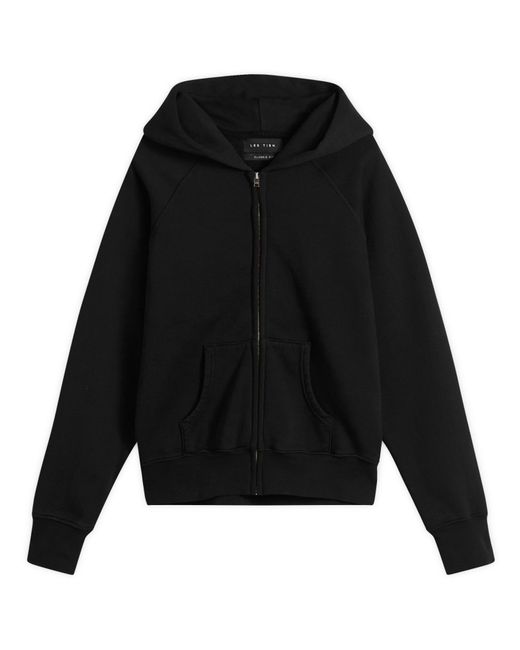 Les Tien Black Heavyweight Raglan Zip Hoodie for men