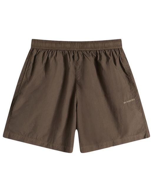 MKI Miyuki-Zoku Brown Garment Dye Wide Leg Shorts for men