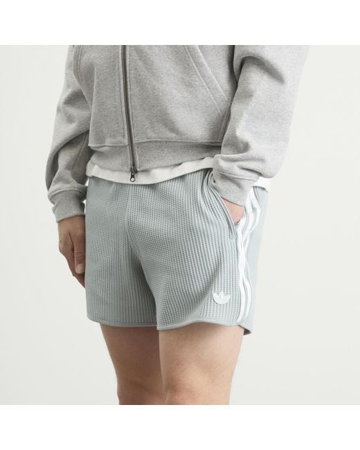 Adidas Gray Waffle Knit Sprinter Shorts for men