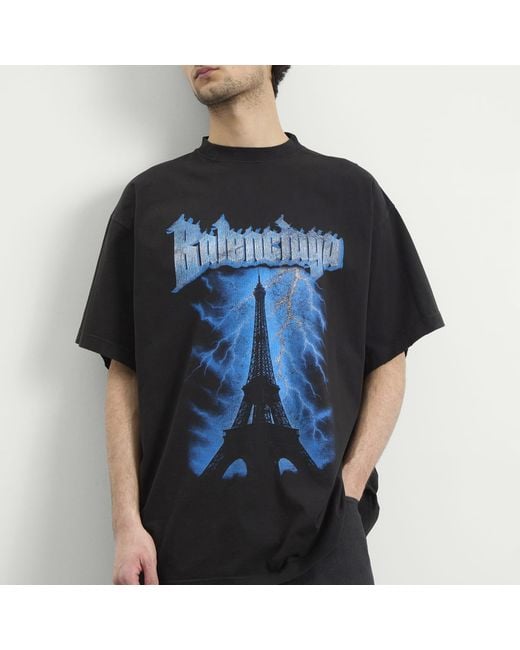Balenciaga Black Metal Merch Paris Oversized T-Shirt for men