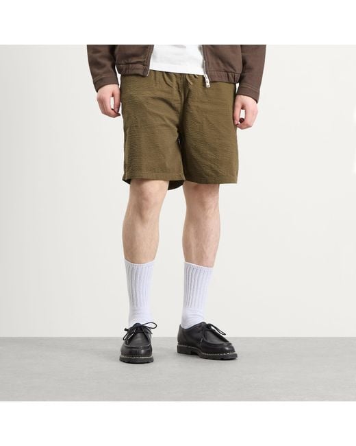 Forét Green Hush Seersucker Shorts for men
