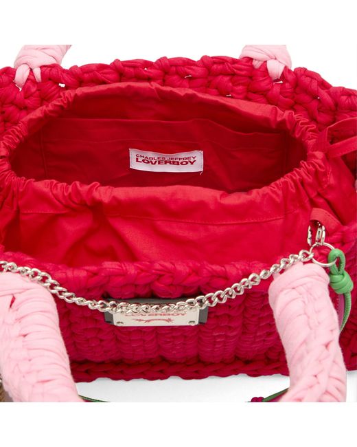 Charles Jeffrey Red Bulldog Charm Bucket Bag