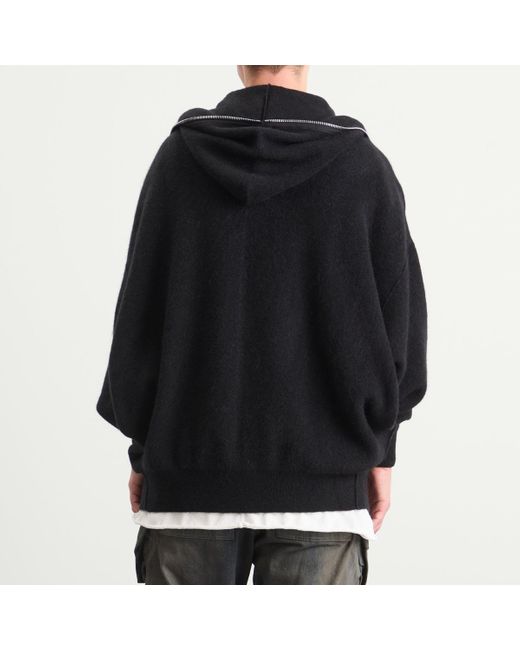 Rick Owens Black Alpaca Gimp Hoodie for men