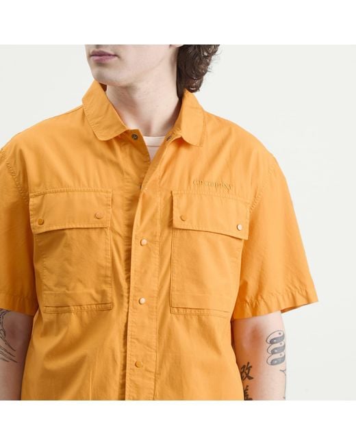 C P Company Yellow Ripstop Short Sleeve Overshirt for men
