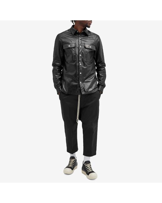 Rick Owens Black Leather Outershirt for men