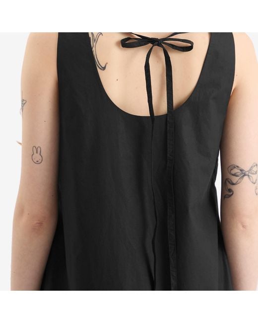 Ganni Black Cotton Poplin U-Neck Mini Dress