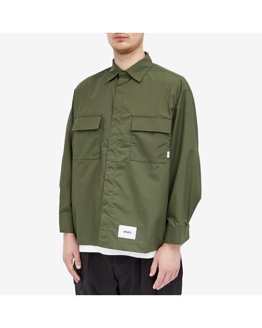 (w)taps Green 08 Nylon Overshirt for men