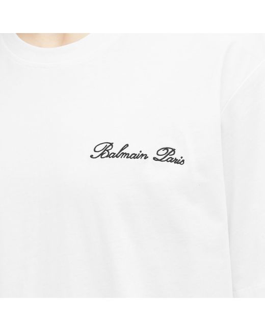 Balmain White Signature Logo T-Shirt for men