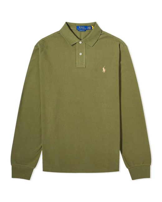 Polo Ralph Lauren Green Long Sleeve Custom Fit Polo Shirt for men