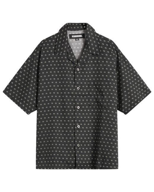 Neighborhood Black Monogram Pattern Hawaiian Shirt for men