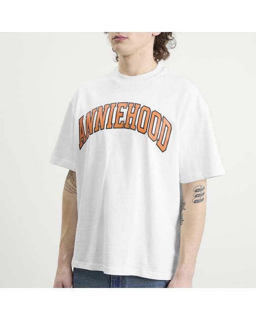 Annie Hood White College Arch T-Shirt for men
