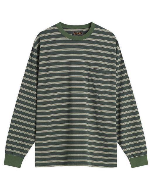 Beams Plus Green Long Sleeve Multi Pin Pocket T-Shirt for men