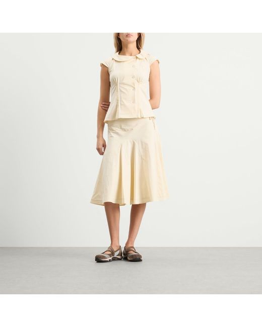 Peachy Den Natural Missy Asymmetric Stretch Blouse Presented By End