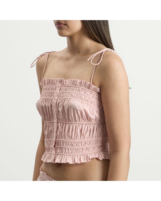 Skims Pink Poplin Ruffle Cami