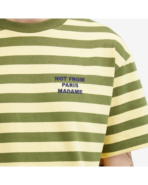 Drole de Monsieur Yellow Striped Not From Paris Madame T-Shirt for men